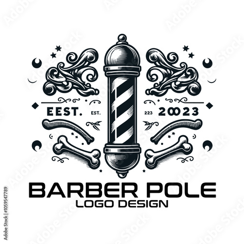 Barber Pole Vector Logo Design photo