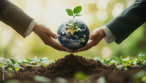 Climate change policy, showcasing government meetings, international agreements like the Paris Agreement, and legislative documents, symbolizing the role of policy in tackling climate change.