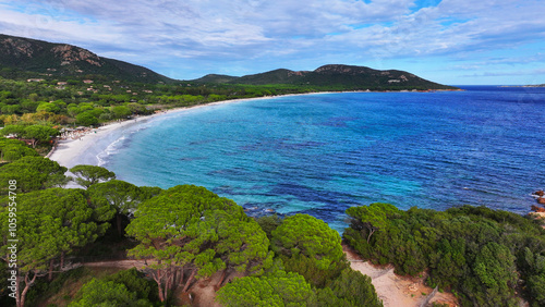 Aerial View of an Idyllic Coastal Landscape in Corsica