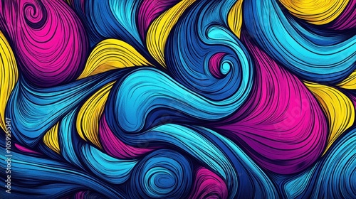 Abstract Colorful Swirling Lines and Patterns