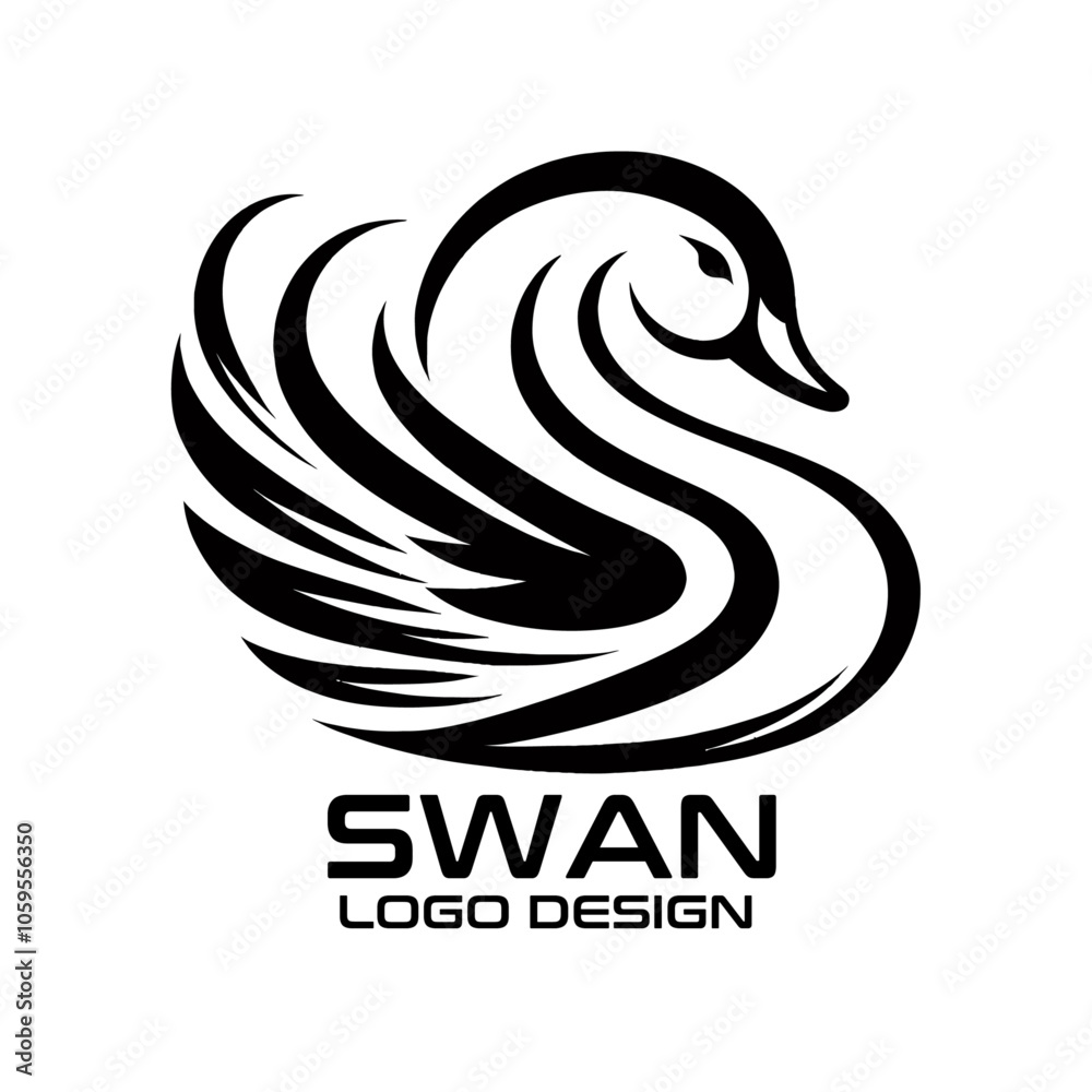 Naklejka premium Swan Vector Logo Design