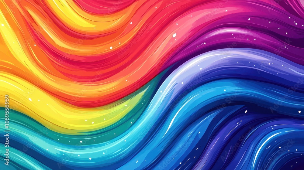 Obraz premium Colorful Flowing Abstract Waves on Starry Background