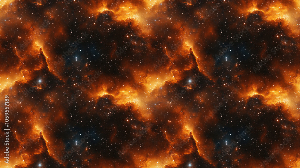Fototapeta premium Seamless pattern featuring a starry galaxy field with vibrant nebula perfect for textured background in digital design
