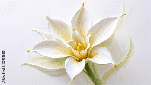 Delicate white flower with intricate petals and a subtle yellow center, showcasing natural beauty and elegance