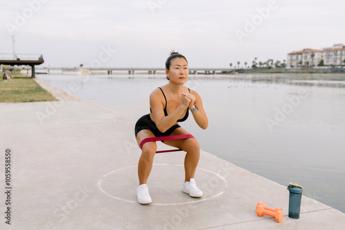 Squatting With Resistance Band photo