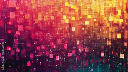 Wallpaper Mural Intricate digital pixel patterns in a technology themed background for it communication services Torontodigital.ca