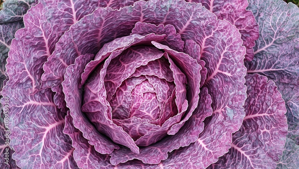 Obraz premium Fresh red cabbage with rich color and intricate veins vibrant and healthy