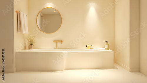 An Immaculate Bathroom Gleaming Under Soft Lighting Showcasing Freshly Cleaned and Organized Spaces