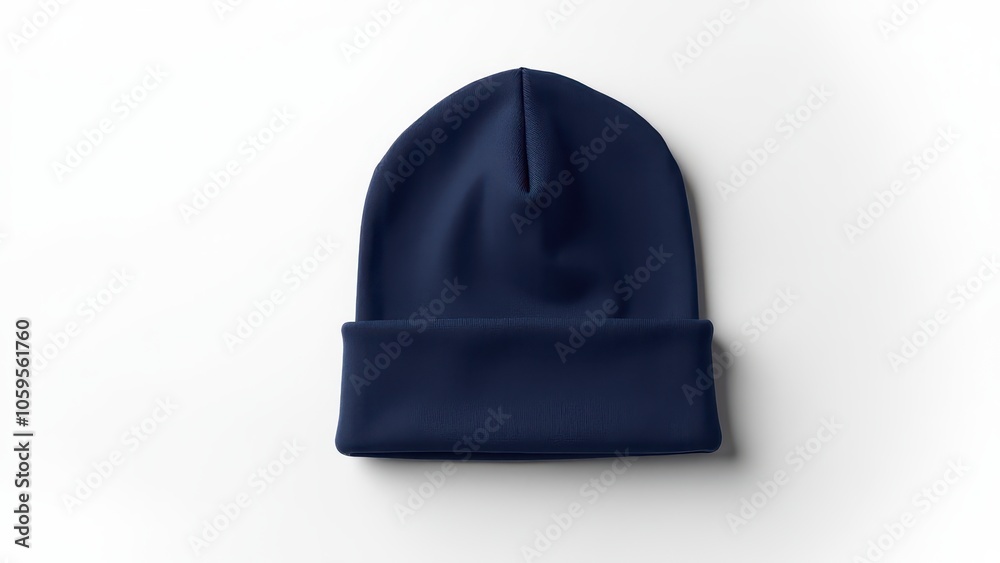 Navy beanie mockup template showcasing classic winter hat style.