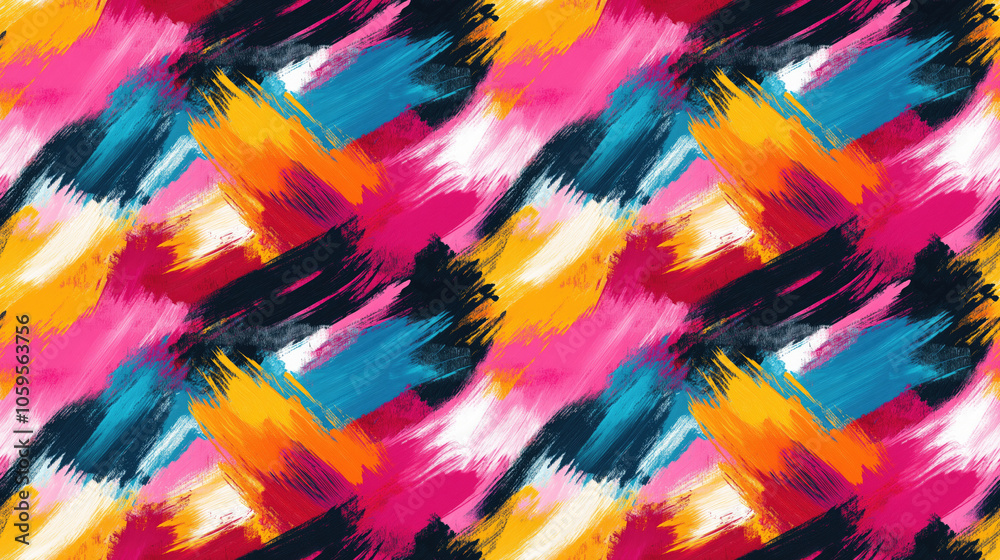 Obraz premium Seamless pattern of brushed painted abstract background with vibrant brush strokes perfect for textiles and wallpapers artistic design