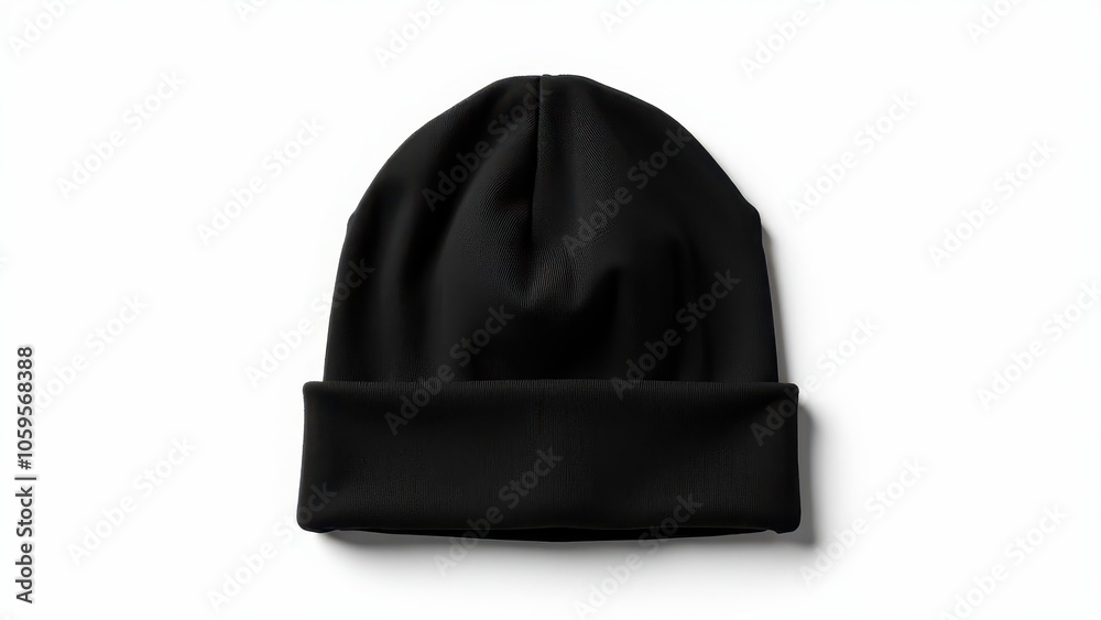 Plain black beanie mockup with a simple fold, ready for custom designs.