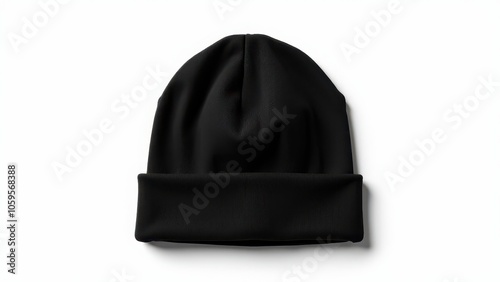 Obraz na płótnie Plain black beanie mockup with a simple fold, ready for custom designs. w salonie