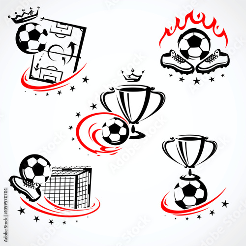 Football and soccer label and icon set. Collection icons football. Vector