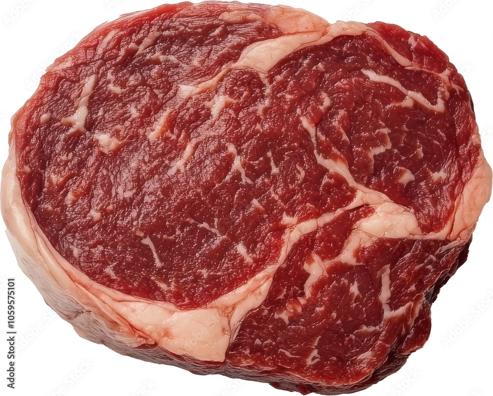 Obraz premium Raw ribeye steak close-up, studio shot. Fresh beef concept