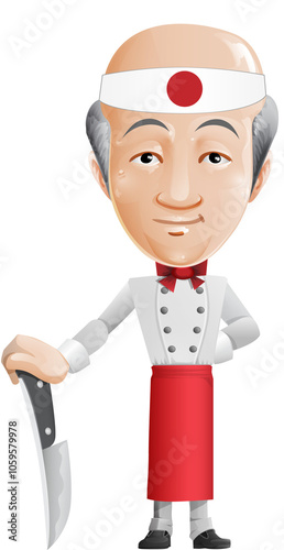 Japanese chef, png transparent background  photo