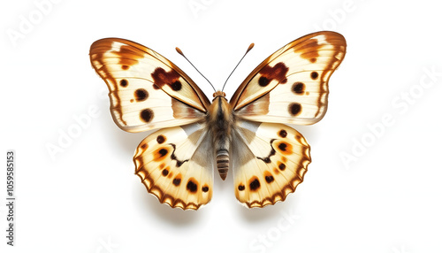 Speckled wood butterfly, Pararge aegeria, isolated on white, top view isolated with white shades, png photo