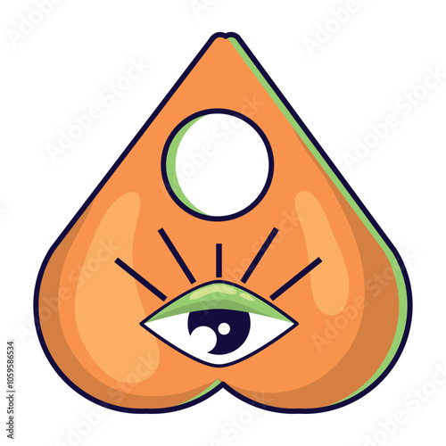 Ouija planchette with eye symbol, mystical Vector