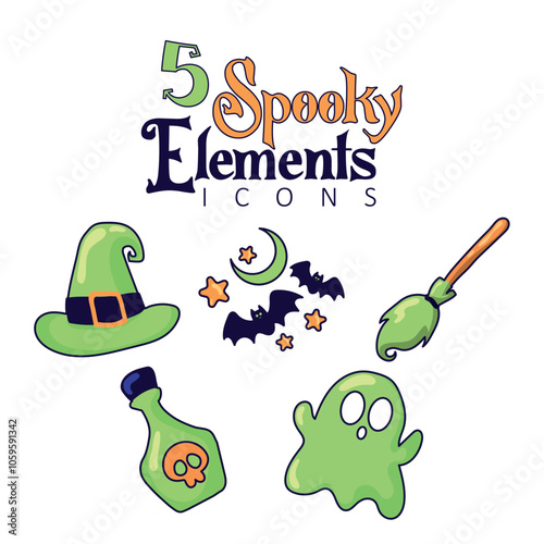 Halloween spooky cartoon icons Vector