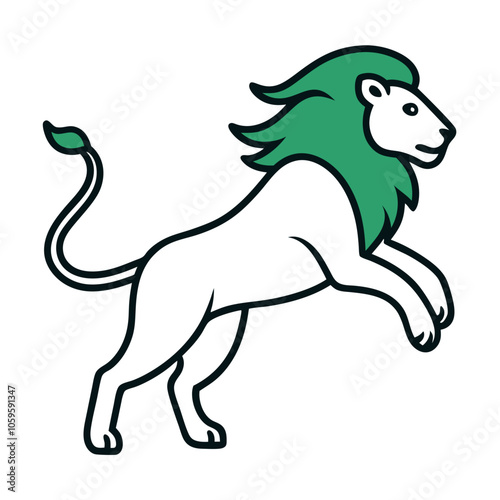 Levitating Lion Line Art.