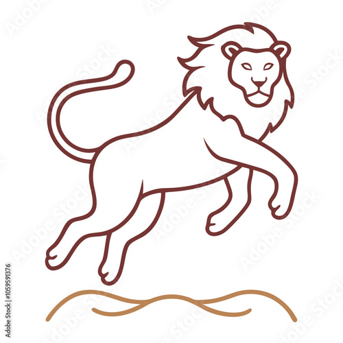 Levitating Lion Line Art.