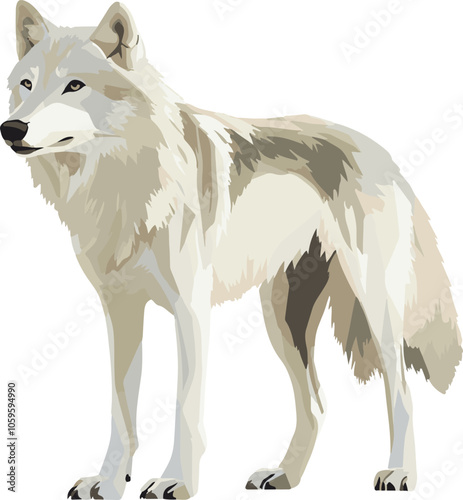 simple vector tundra wolf clipart