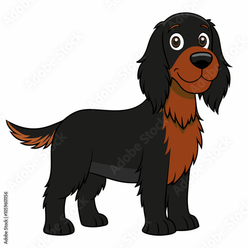Scottish Setter dog vector illustration isolated on white background in cartoon style.