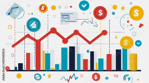 charts and graphs with statistics to innovative analyze business potential and forecast future development of companies growth.