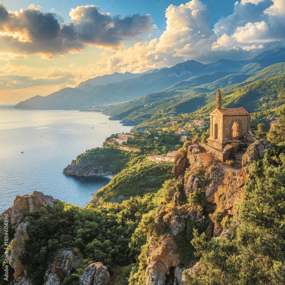 Naklejka premium San Biagio hill coast, Maratea, Italy