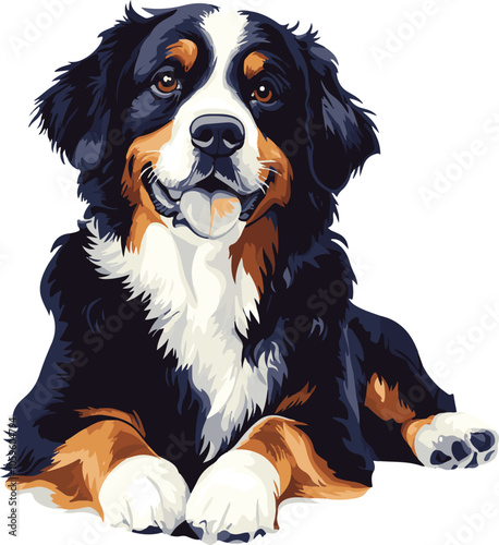 simple vector Bernese Mountain Dog clipart