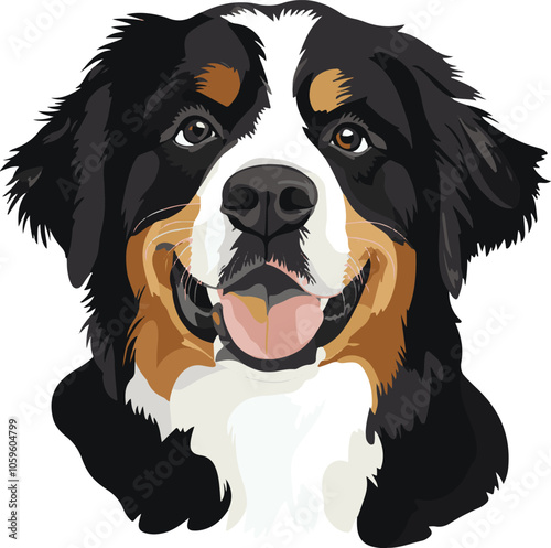 simple vector Bernese Mountain Dog clipart