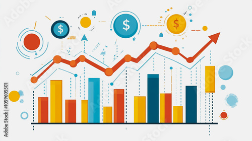charts and graphs with statistics to innovative analyze business potential and forecast future development of companies growth.