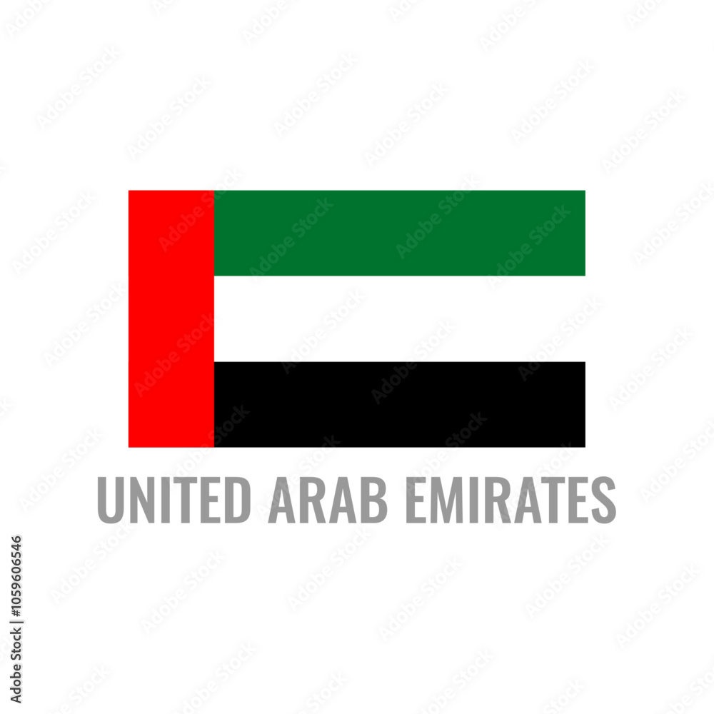 United Arab Emirates flag icon. The country sign. Rectangle shape. Isolated on a white background. Vector image. United Arab Emirates flag icon. The country sign. Rectangle shape. Isolated on a white background. Vector image.