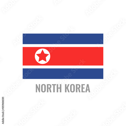 North korea flag icon. The country sign. Rectangle shape. Isolated on a white background. Vector image. Free Download North korea flag icon. The country sign. Rectangle shape. Isolated on a white background. Vector image. - GFXLoad