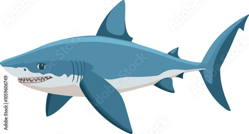 simple vector blue shark clipart