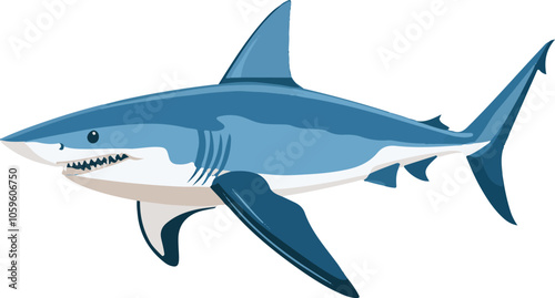 simple vector blue shark clipart