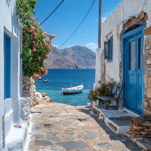 Fishing boat by the sea on Amorgos