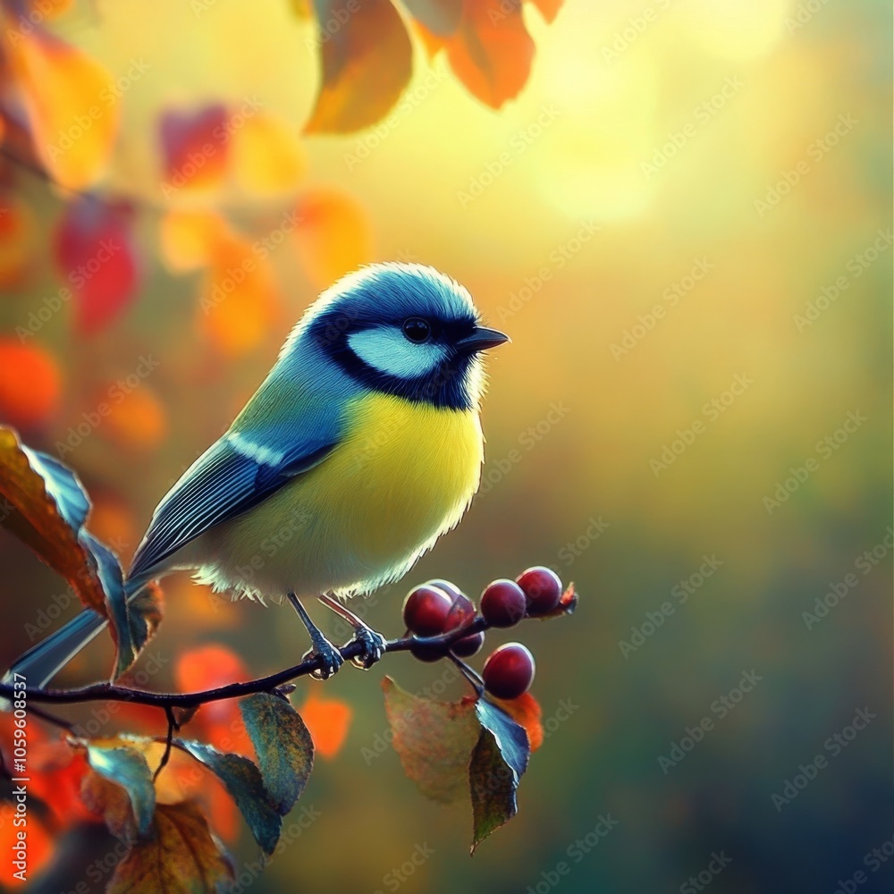 Fototapeta premium Cute bird, natural scene.