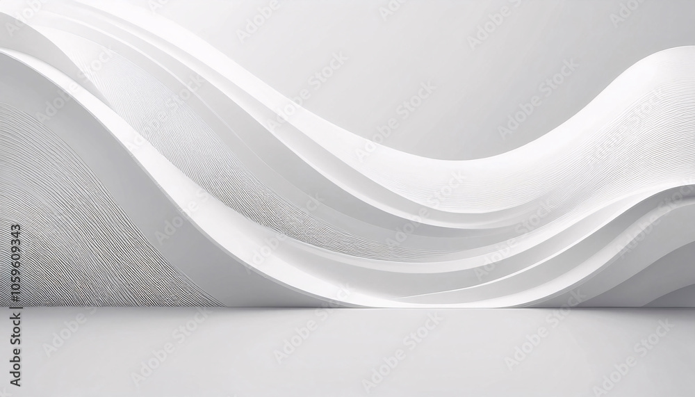 Fototapeta premium 白く立体的な曲線の表現 背景画像 Generative AI