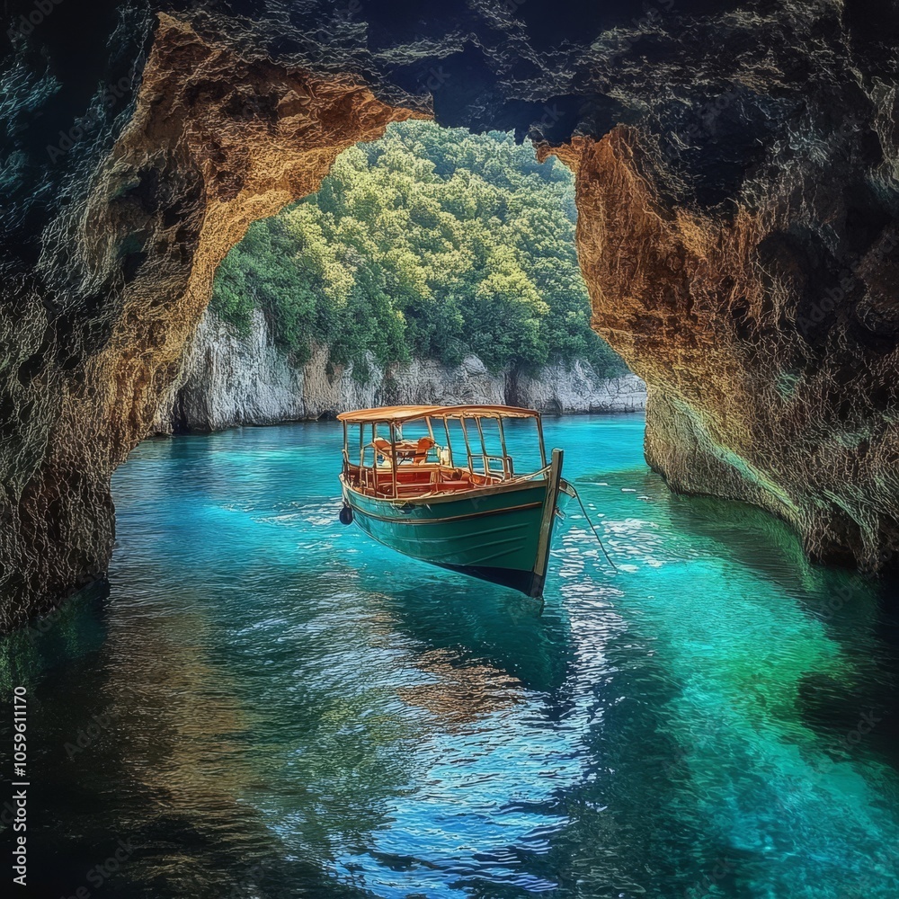 Obraz premium Turquoise waters below Zante's Blue Caves