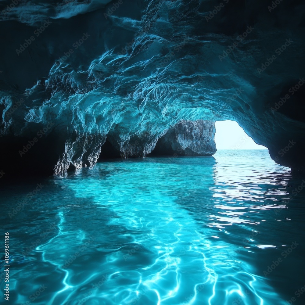 Cyan waters beneath Zante's Blue Caves