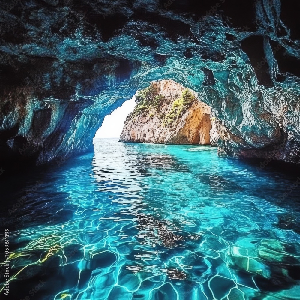 Obraz premium Blue Caves' turquoise allure in Zante