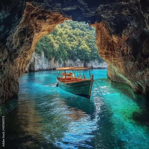 Turquoise waters below Zante's Blue Caves