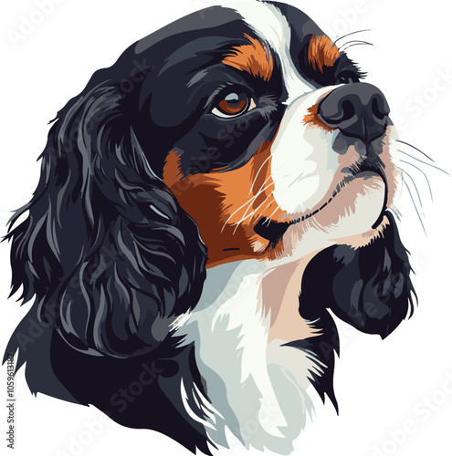 simple vector Cavalier King Charles Spaniel clipart