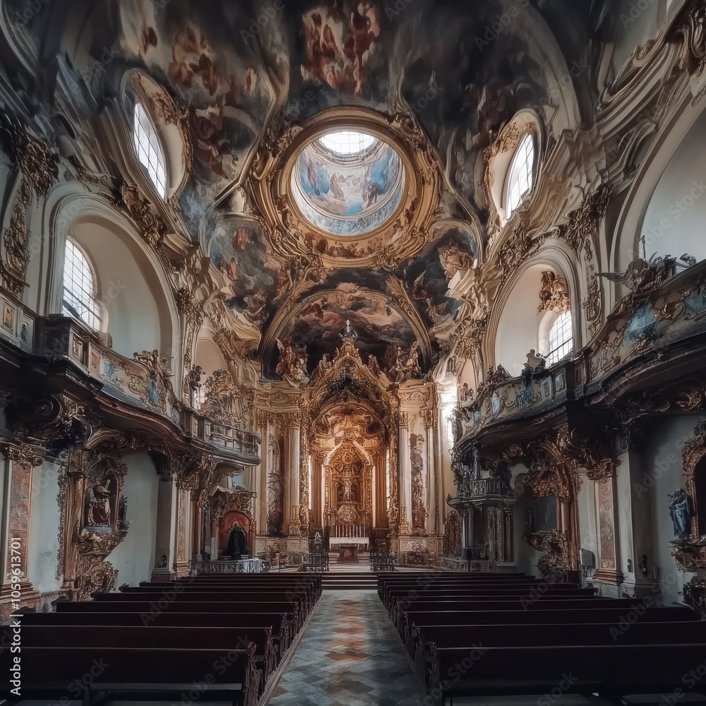 Naklejka premium Baroque Saint Nicholas Church, Prague's Lesser Town