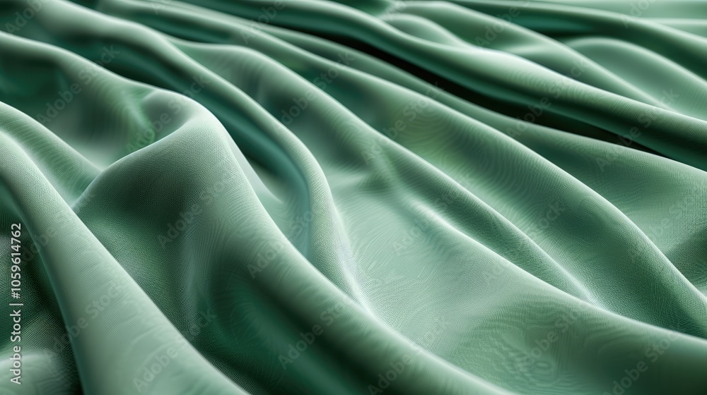 Obraz premium Elegant backdrop with space for design, in soft green corduroy folds.