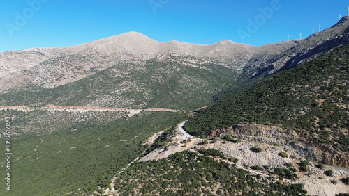 Beautiful landscape photography of the Greek countryside on the road to Argos, Peloponnese, Greece. A warm and sunny day of September in the greek countryside. photo