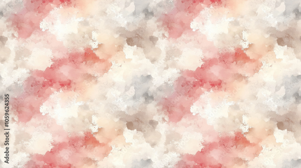 Fototapeta premium Seamless watercolor and acrylic smear pattern featuring abstract beige and pink pastel textures perfect for textile design and backgrounds