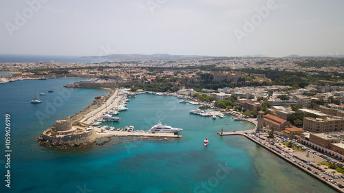 Wallpaper Mural Aerial overview photo of marina, port and town of Rhodes, Greece Torontodigital.ca