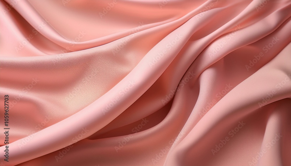 Obraz premium パステル調のサーモンピンク背景が演出する柔らかな布のしわによる優しさ溢れるデザイン