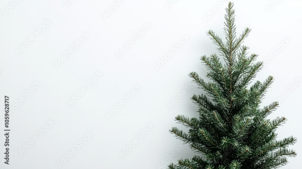 Obraz premium minimalistic pine tree isolated on white
